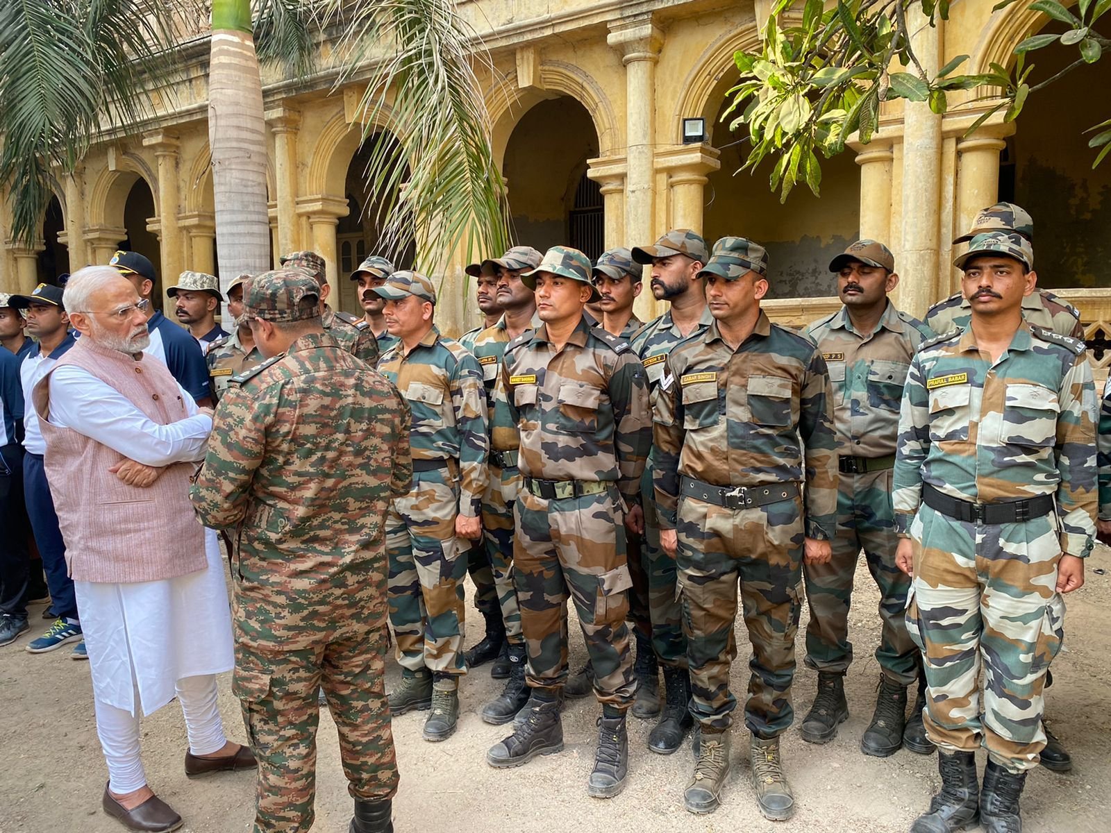PM Modi today met persons who were involved in rescue and relief operations when the cable bridge collapse mishap struck Morbi.